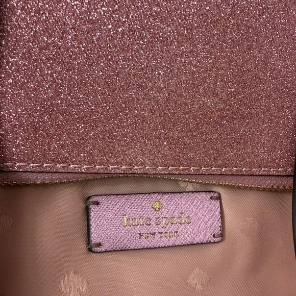 KATE SPADE ♠️ LOLA ROSE PINK GLITTER SHIMMER SPARKLE SATCHEL / HANDBAG / TOTE - Picture 11 of 17